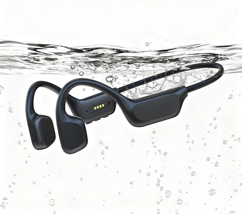 MARLALL سماعات سباحة بتشطيب لؤلؤي، سماعات عظام توصيل مقاومة للماء IPX8 مع MP3 مدمج، سماعات أذن مفتوحة تحت الماء مع سماعات رياضية بلوتوث للسباحة - أسود - Image 1